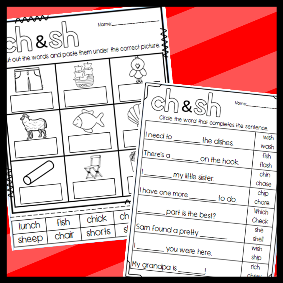 SH And CH Worksheets Cut And Paste Sorts Cloze Read And Draw And More Made By Teachers Digraph Worksheet Packet Ch Sh Th Wh Ph My Teaching Pal