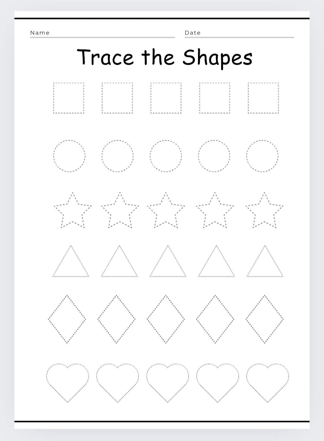 Shape Tracing Worksheets Etsy Shape Tracing Worksheets Etsy