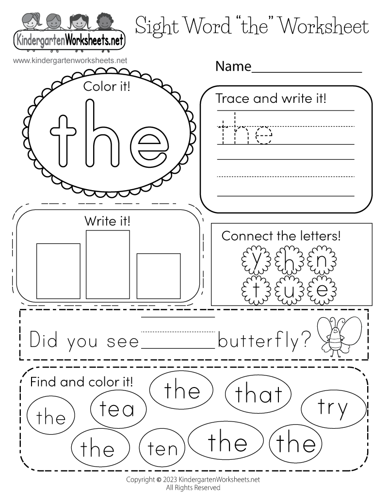Sight Word The Worksheet Free Printable Digital PDF Free Kindergarten Sight Word Worksheets Printable