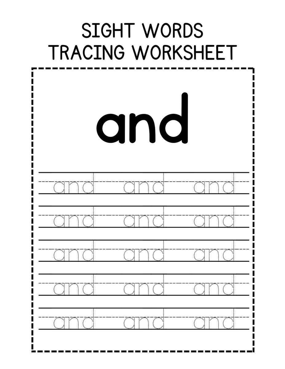 Free Kindergarten Sight Word Worksheets Printable