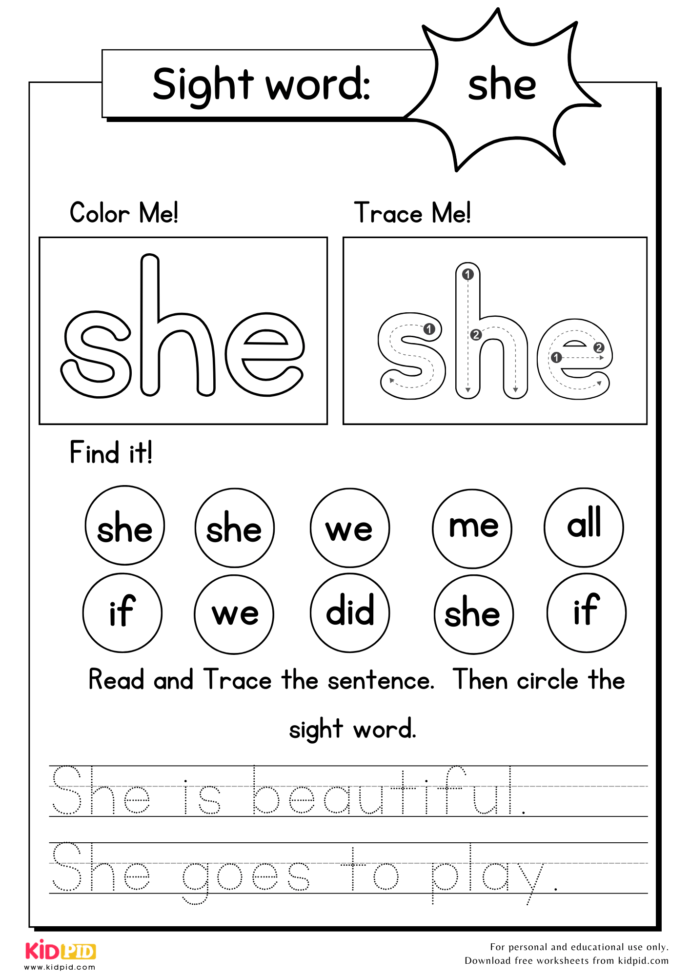 Sight Word Worksheets With Sentences For KIndergarten Kidpid Sight Word Worksheets With Sentences For KIndergarten Kidpid