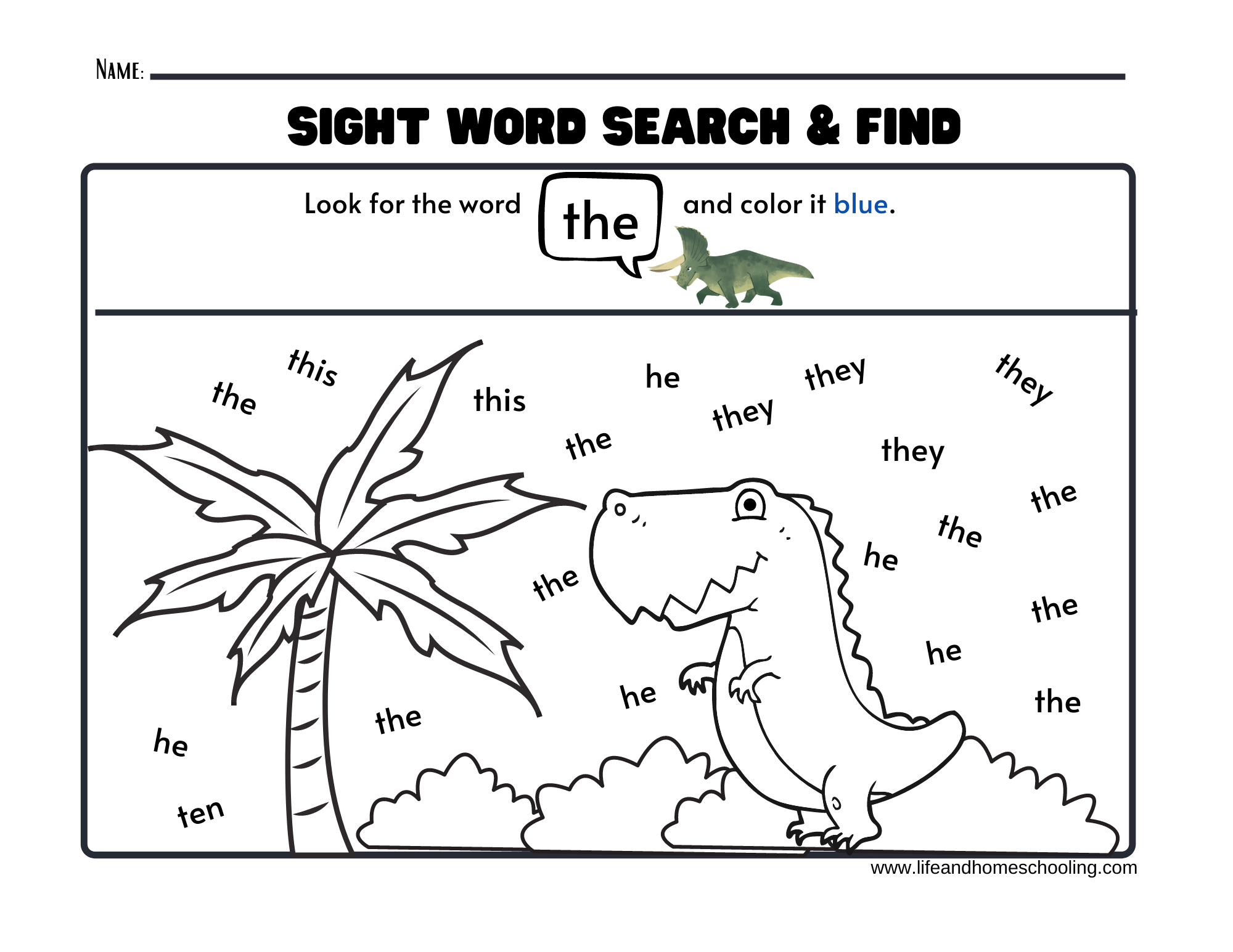 Triceratops Dinosaur Worksheet Free Printable Digital PDF