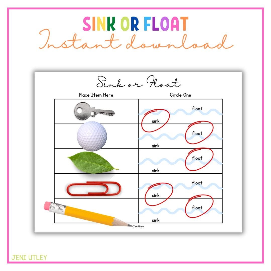 Sink Or Float Activity Preschool Fun Etsy Sink Or Float Activity Preschool Fun Etsy