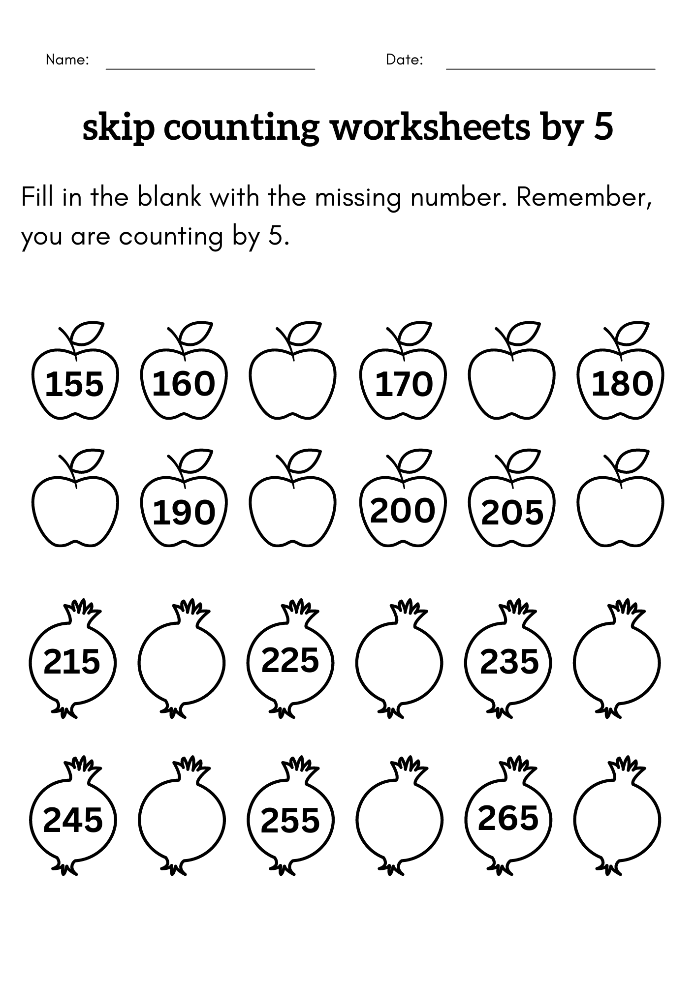 Skip Counting By 5 Kindergarten Skip Counting By 5 Worksheets Made By Teachers