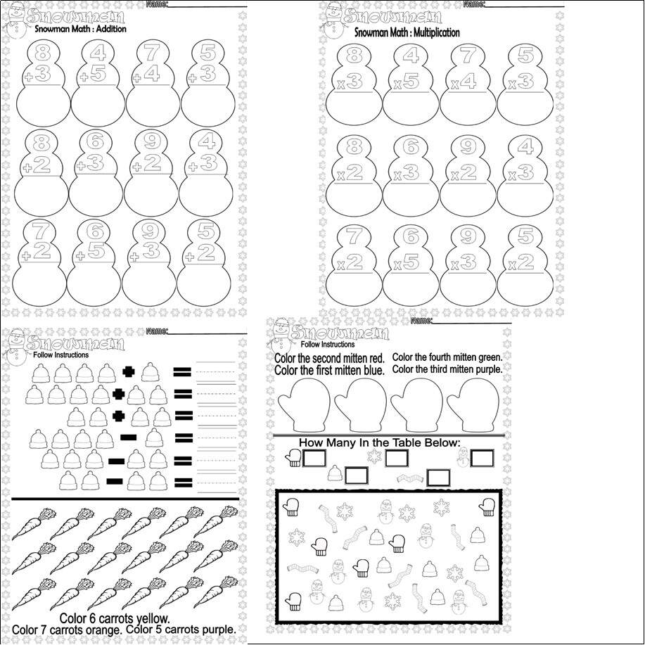 Snowman Winter Math Activities Worksheets NO PREP Addition Multiplication Graph Made By Teachers Snowman Winter Math Activities Worksheets NO PREP Addition Multiplication Graph Made By Teachers