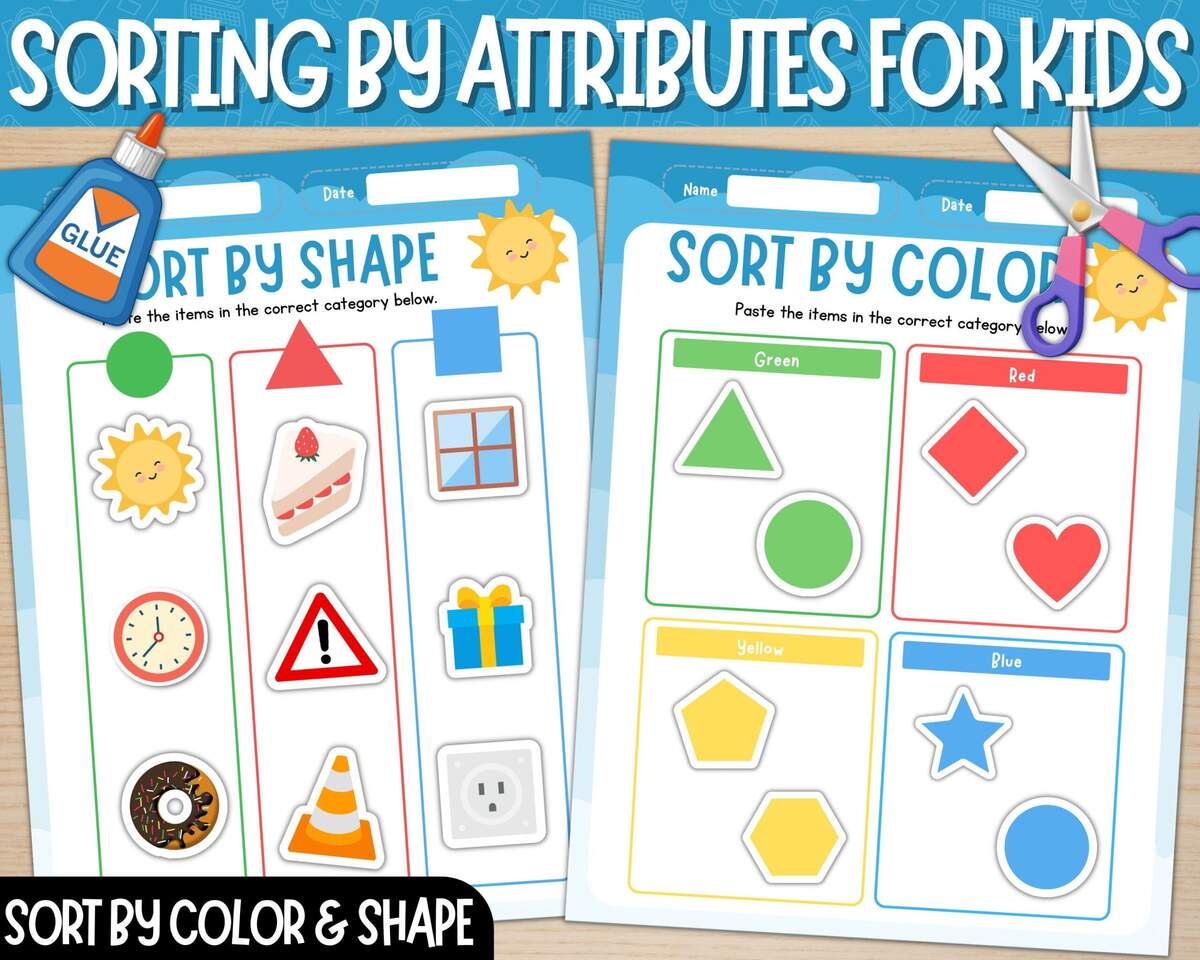 Sorting By Attributes Printable Worksheets Sort By Shape Sort By Color Sorting 2D Shapes Worksheet Colors Sorting Activity PDF Etsy Free Shape Sorting Worksheets By Storyboard That