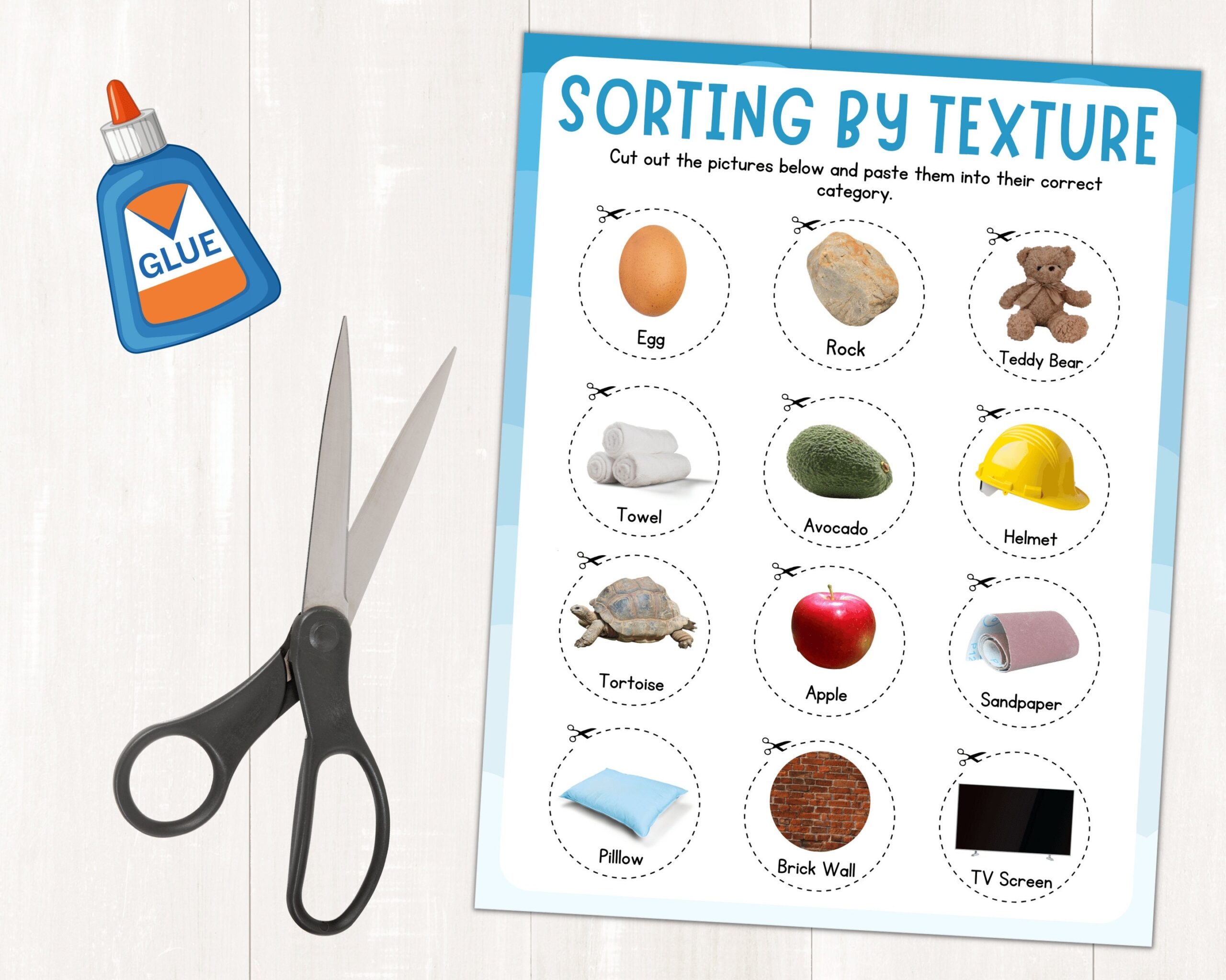 Sorting By Texture Soft Hard Rough And Smooth Texture Sorting For Kids Cut Paste Instant Download PDF Etsy Sense Of Taste Sorting Activity Sheets Cut Paste Worksheets Made By Teachers