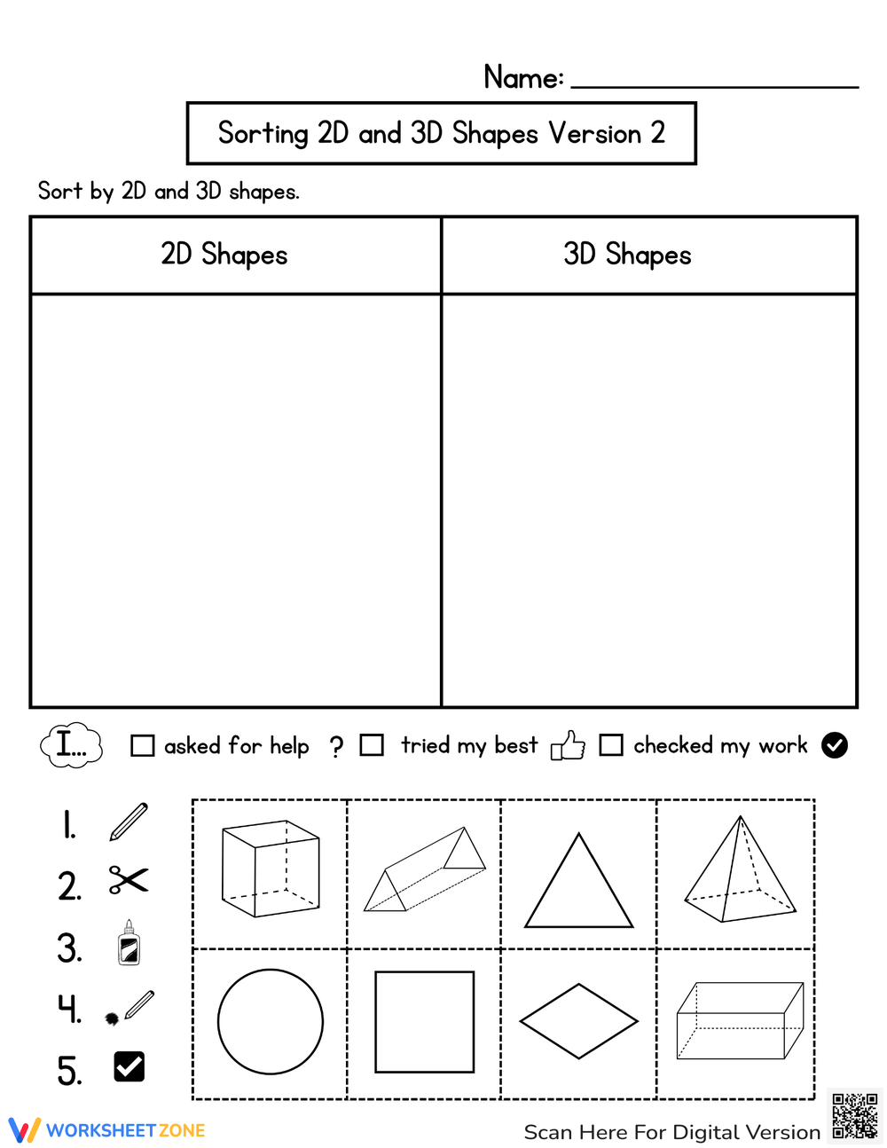 Sorting Shapes Worksheets