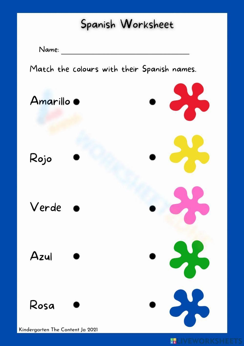 Spanish Colors Vocabulary Recognition Worksheet Worksheet Spanish Colors Vocabulary Recognition Worksheet Worksheet