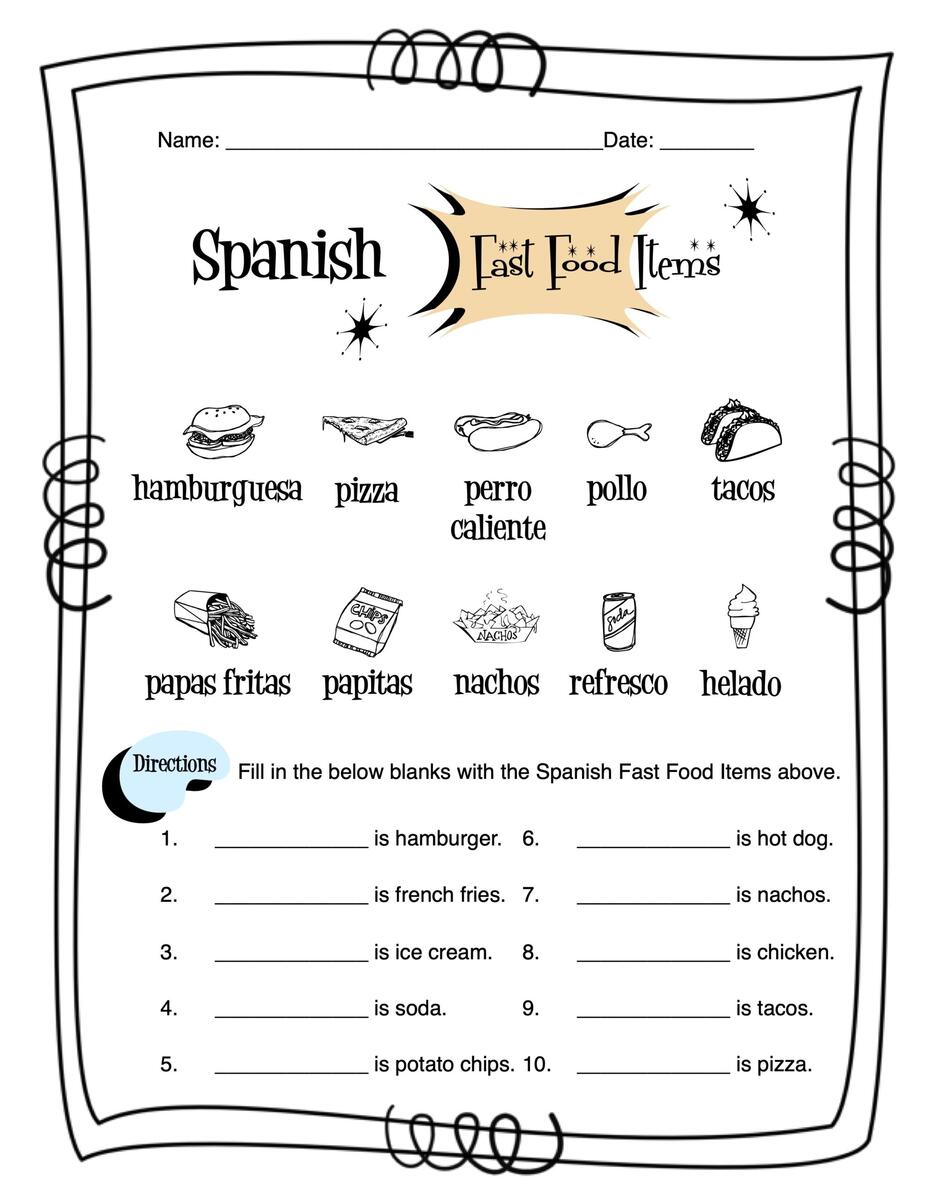 Vocabulary Food Learning Spanish With Johanna