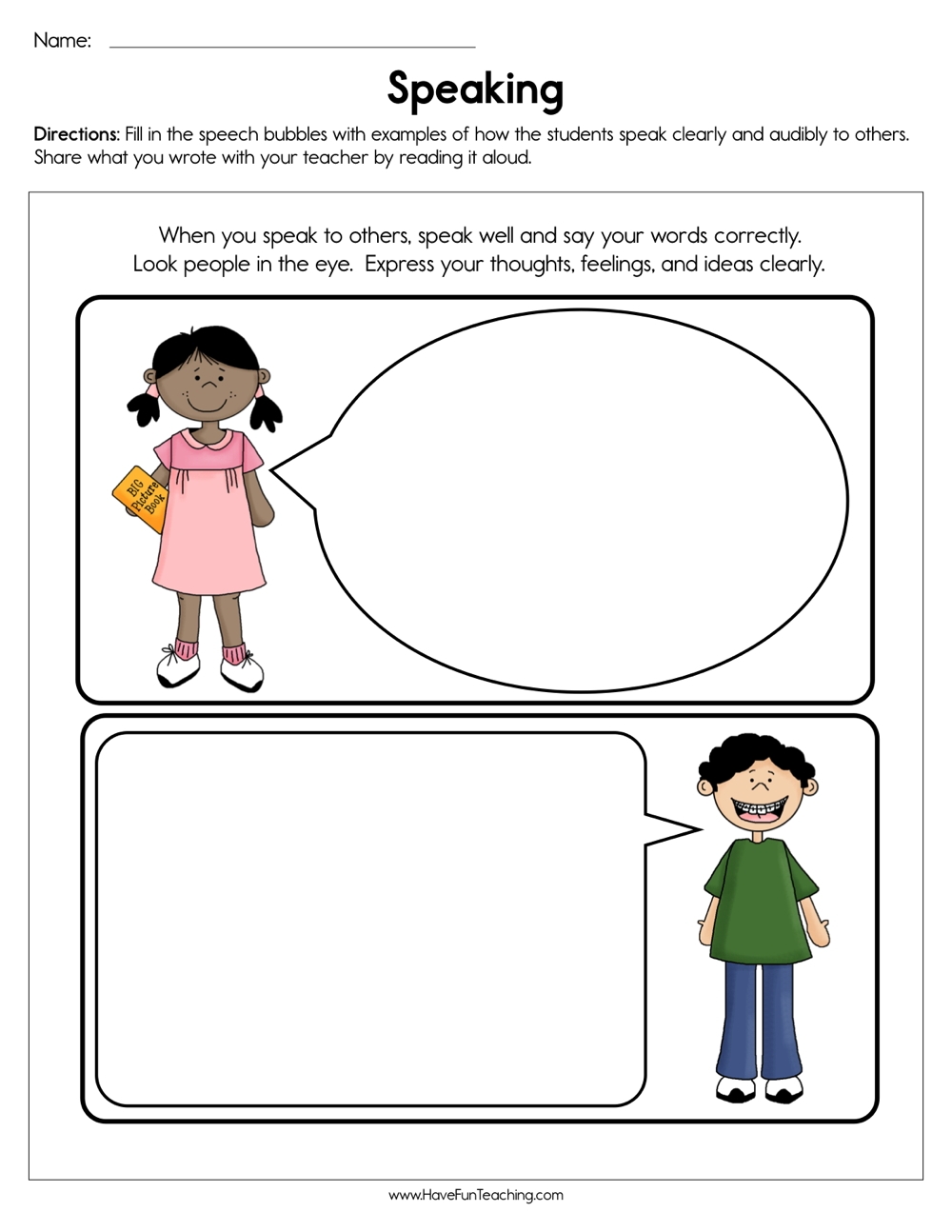 Speaking Worksheet Have Fun Teaching