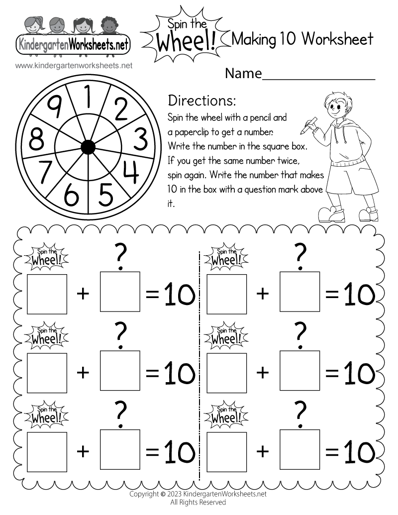 Spin The Wheel Making 10 Worksheet Free Printable Digital PDF Making 10 BONDS K Grade PDF Addition Worksheets Cazoom Math