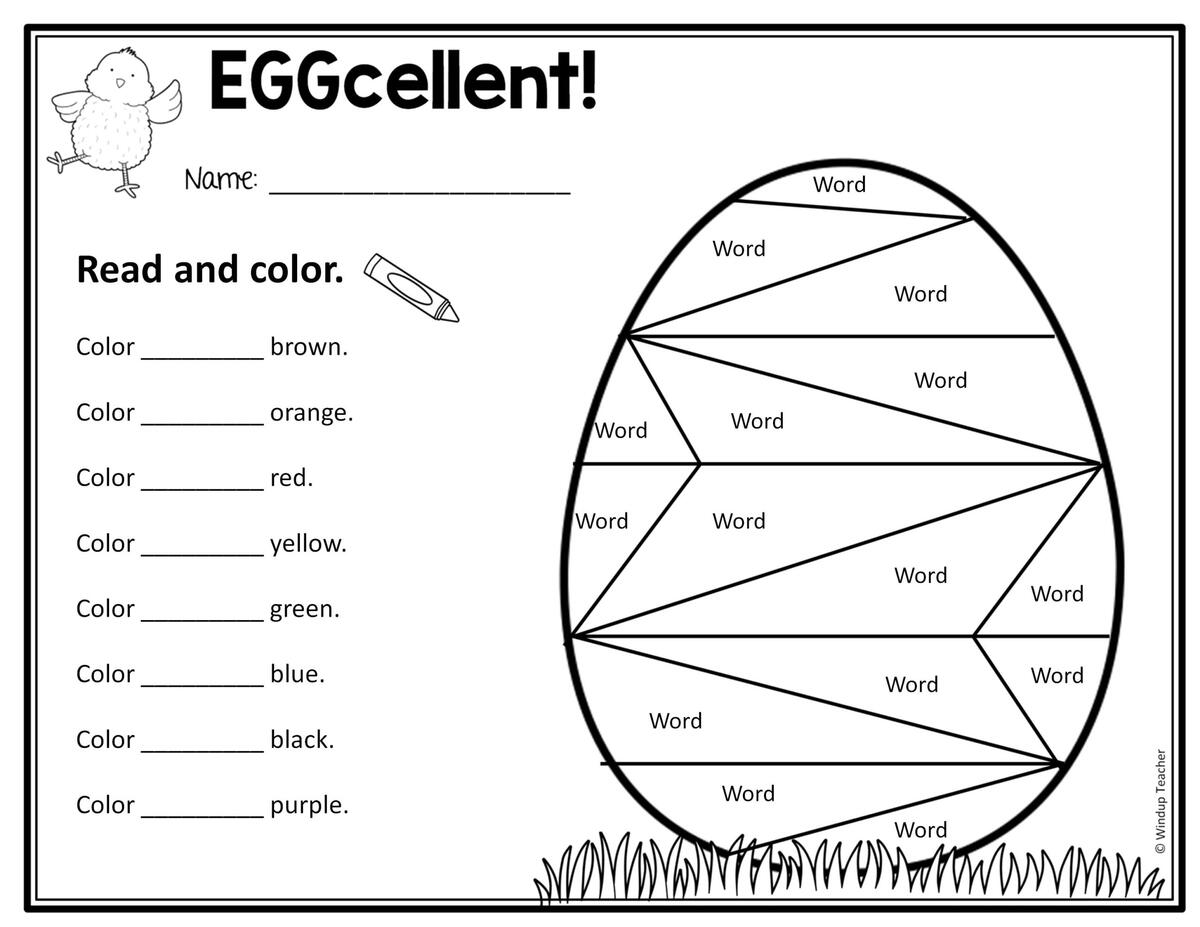 Spring Sight Word Activity Easter Egg Color The Word Activity Sheet EDITABLE Made By Teachers