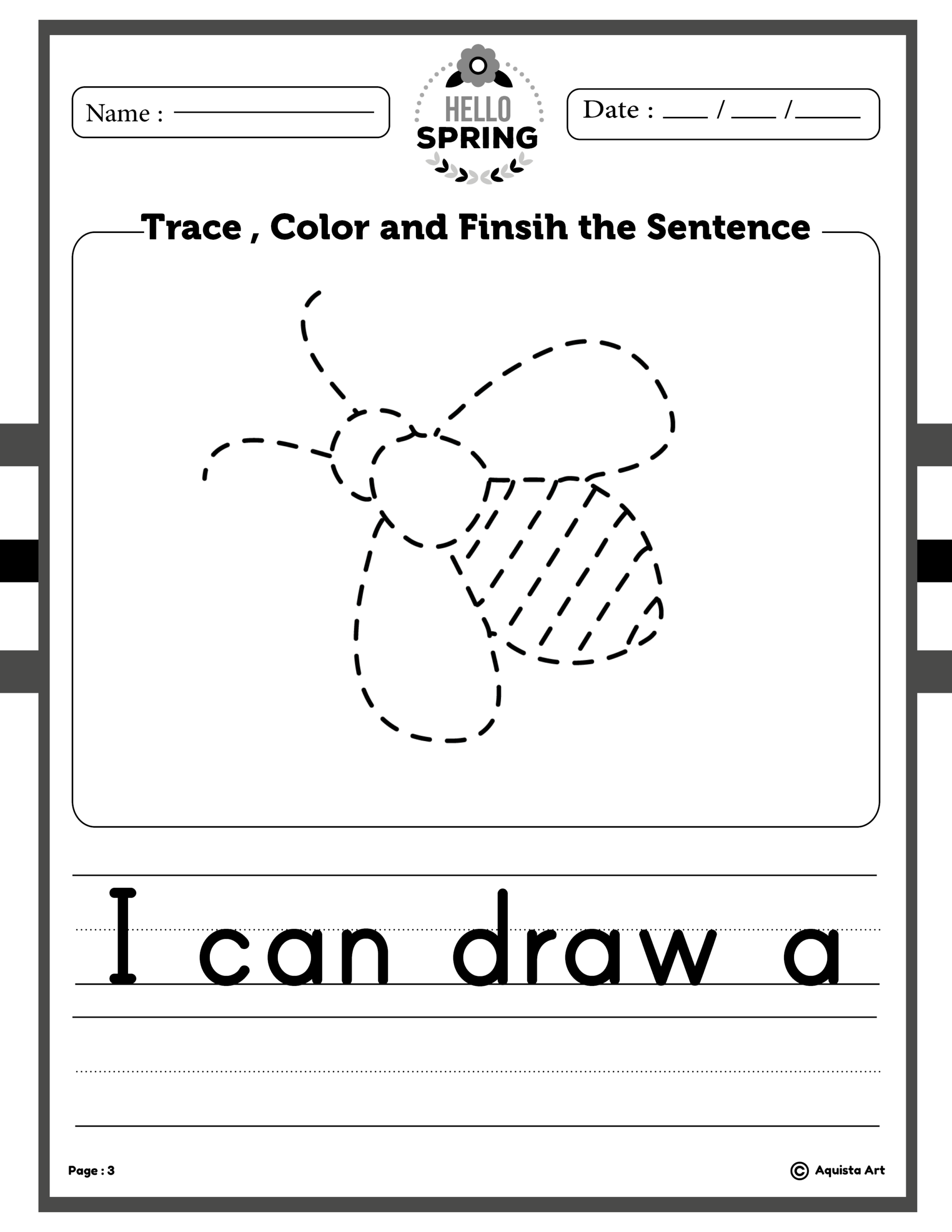 Spring Trace Colore Finsih The Sentence Worksheets Made By Teachers Spring Trace Colore Finsih The Sentence Worksheets Made By Teachers