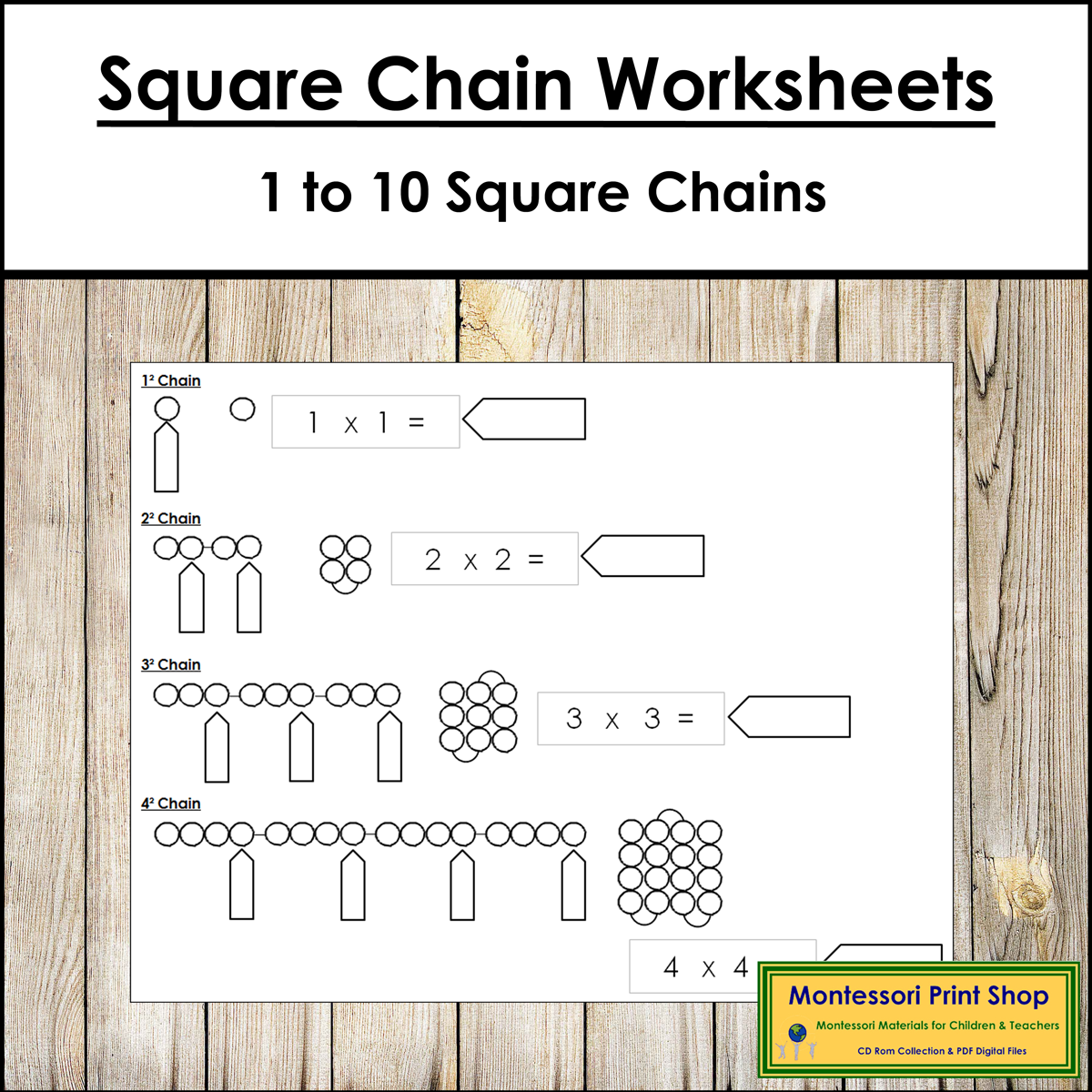 Square Chain Worksheets Montessori Math Made By Teachers Square Chain Worksheets Montessori Math Made By Teachers