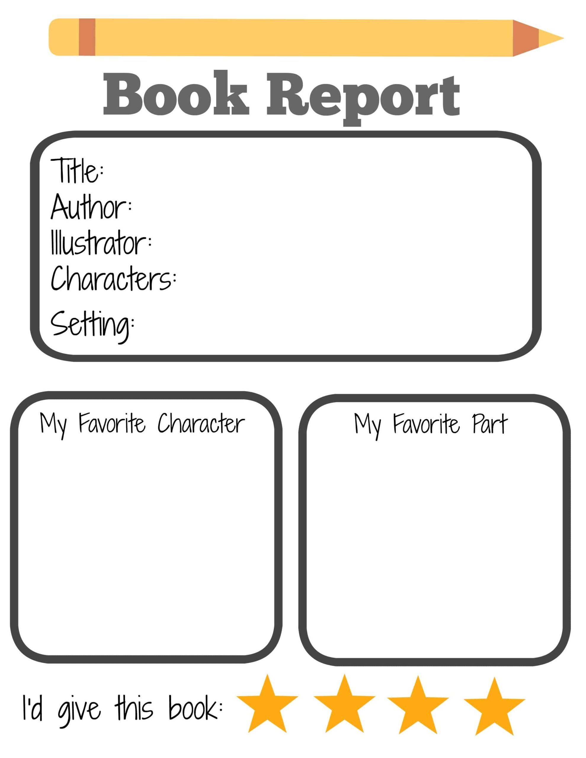 FREE Simple Book Report Template 123 Homeschool 4 Me