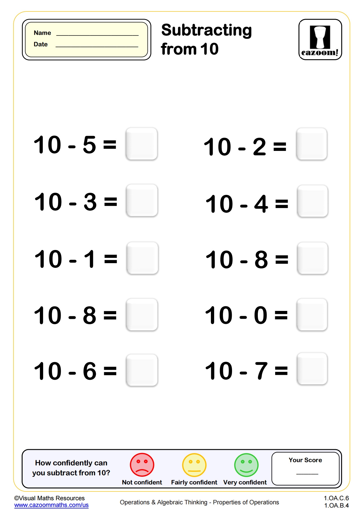 Subtraction Worksheets For Kindergarten