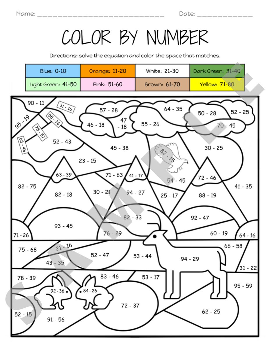 Subtracting Two Digit Numbers With Regrouping Composing Color By Number Activity Worksheet K 5 Teachers Students Math Classful Subtraction Color By Number Worksheets Kindergarten Mom