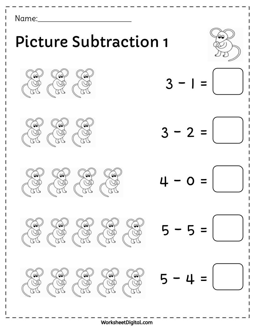 Subtraction Worksheets Printable For Kids