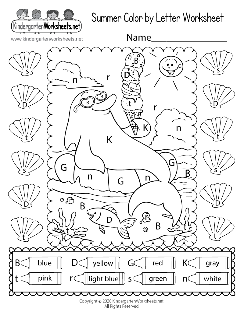 Summer Color By Letter Worksheet Free Printable Digital PDF Math Coloring Pages Printable PDFs By K12mathworksheets