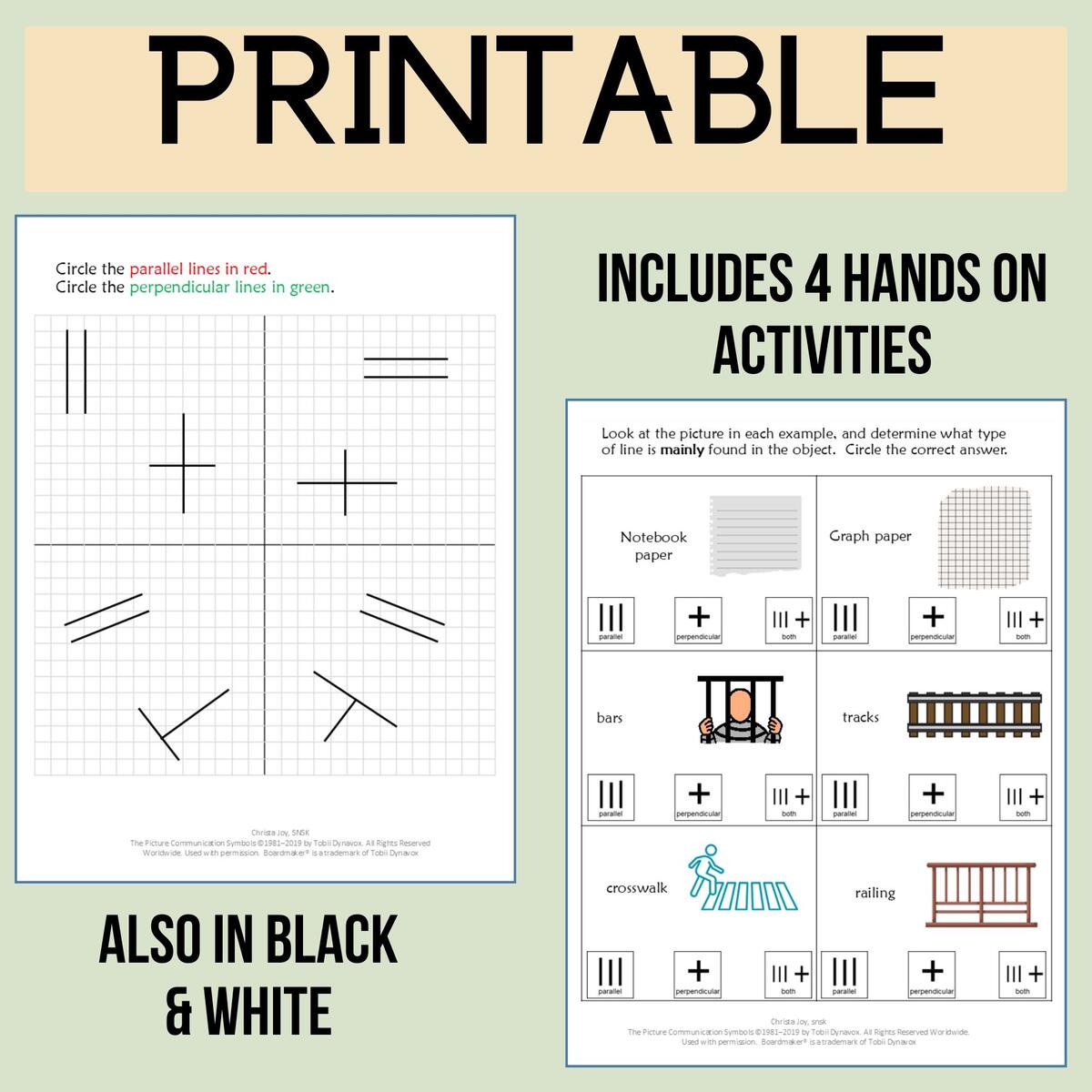 Super Simple Parallel Lines Perpendicular Lines Worksheets Special Education Special Needs For Special Kids