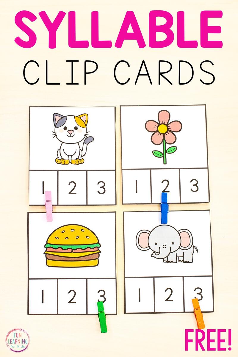 Syllable Counting Clip Cards Free Printable Spring Syllables Worksheets Made By Teachers