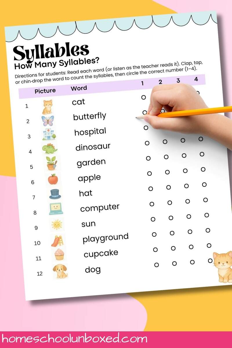 Syllables Worksheets Free Printables