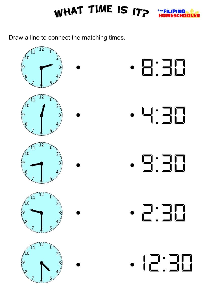 Telling Time By The Half Hour Worksheet The Filipino Homeschooler Telling Time By The Half Hour Worksheet The Filipino Homeschooler