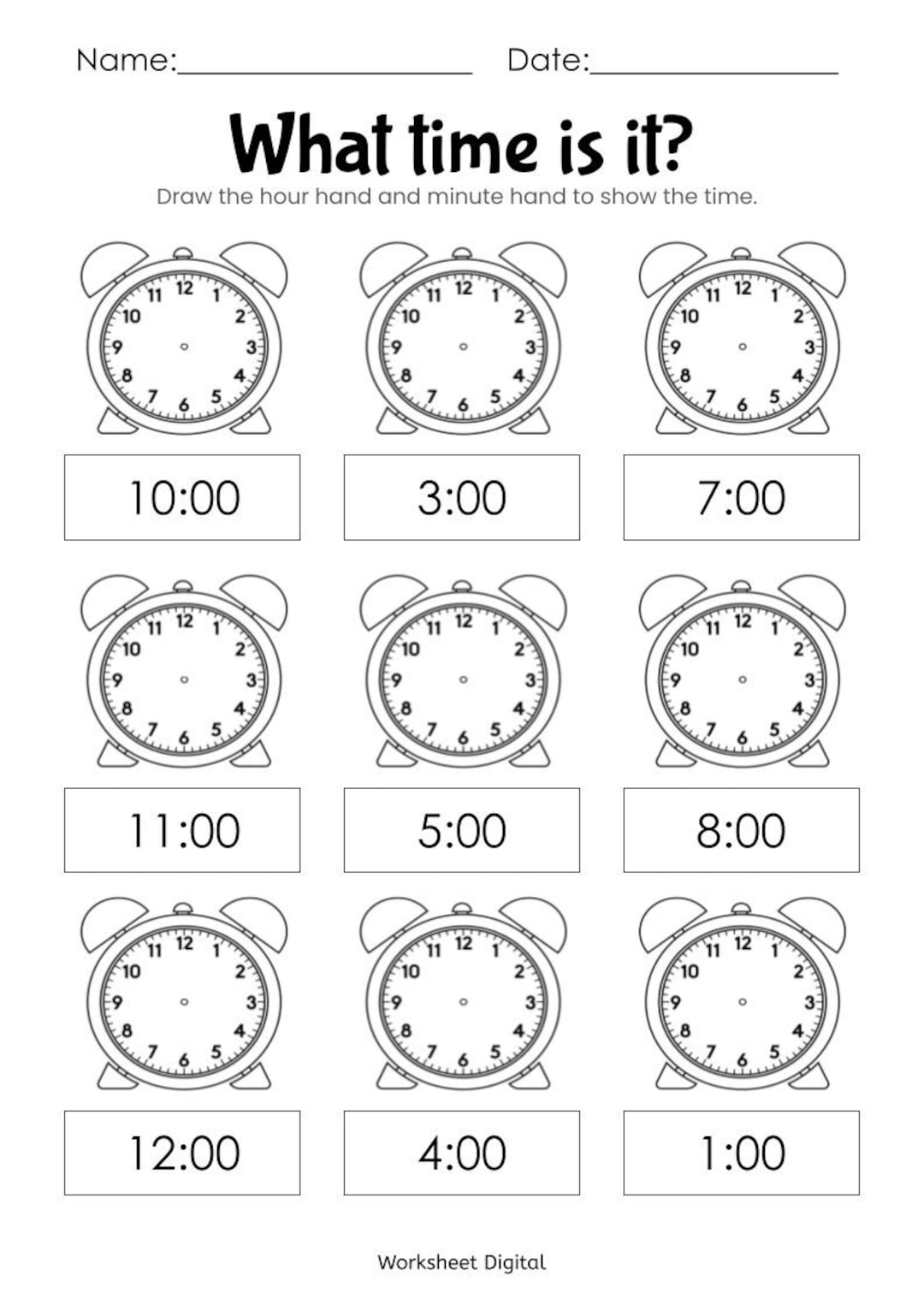 Telling Time Hour Clock Printable Educational Prints Kindergarten Readiness PDF Digital Download Etsy Telling Time Hour Clock Printable Educational Prints Kindergarten Readiness PDF Digital Download Etsy