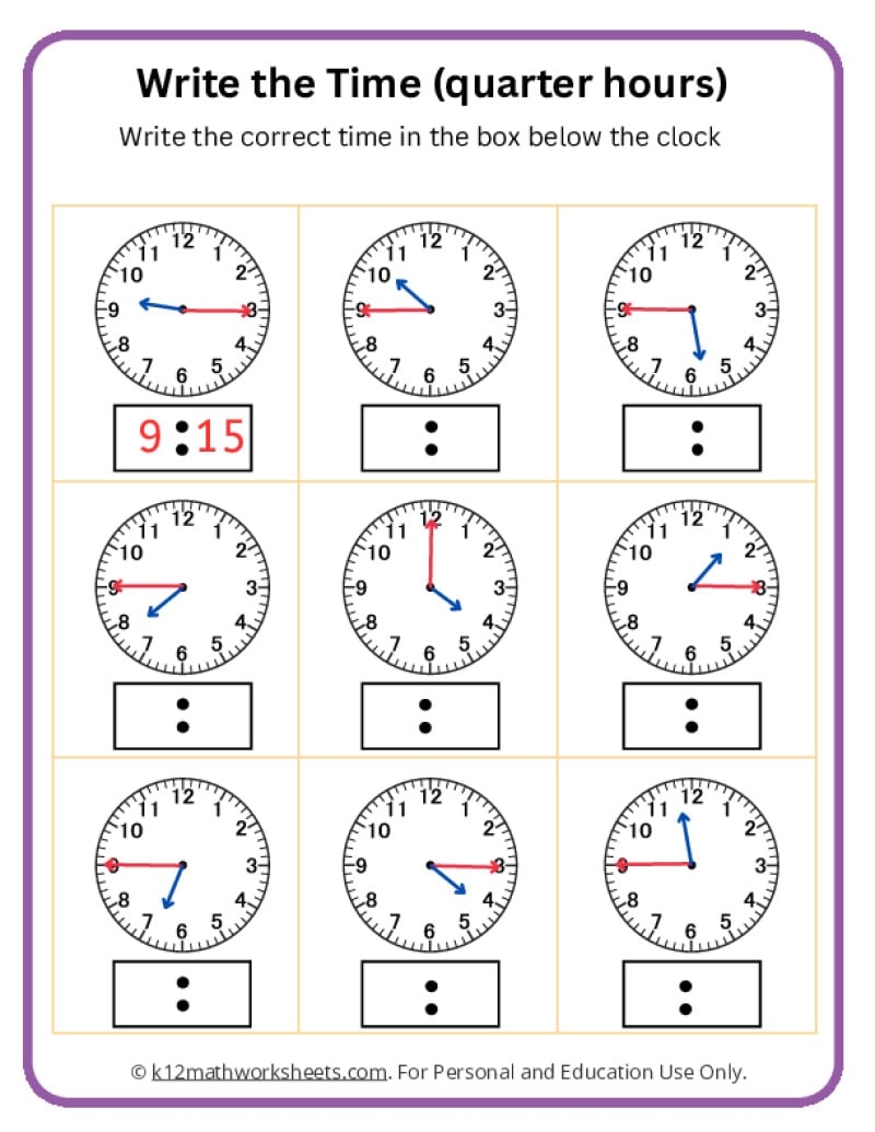 Telling Time Hour Clock Printable Educational Prints Kindergarten Readiness PDF Digital Download Etsy