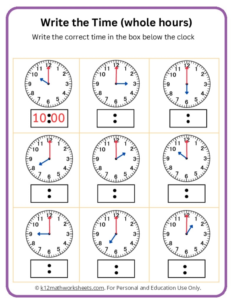 Telling Time Worksheets Telling Time Hour Clock Printable Educational Prints Kindergarten Readiness PDF Digital Download Etsy