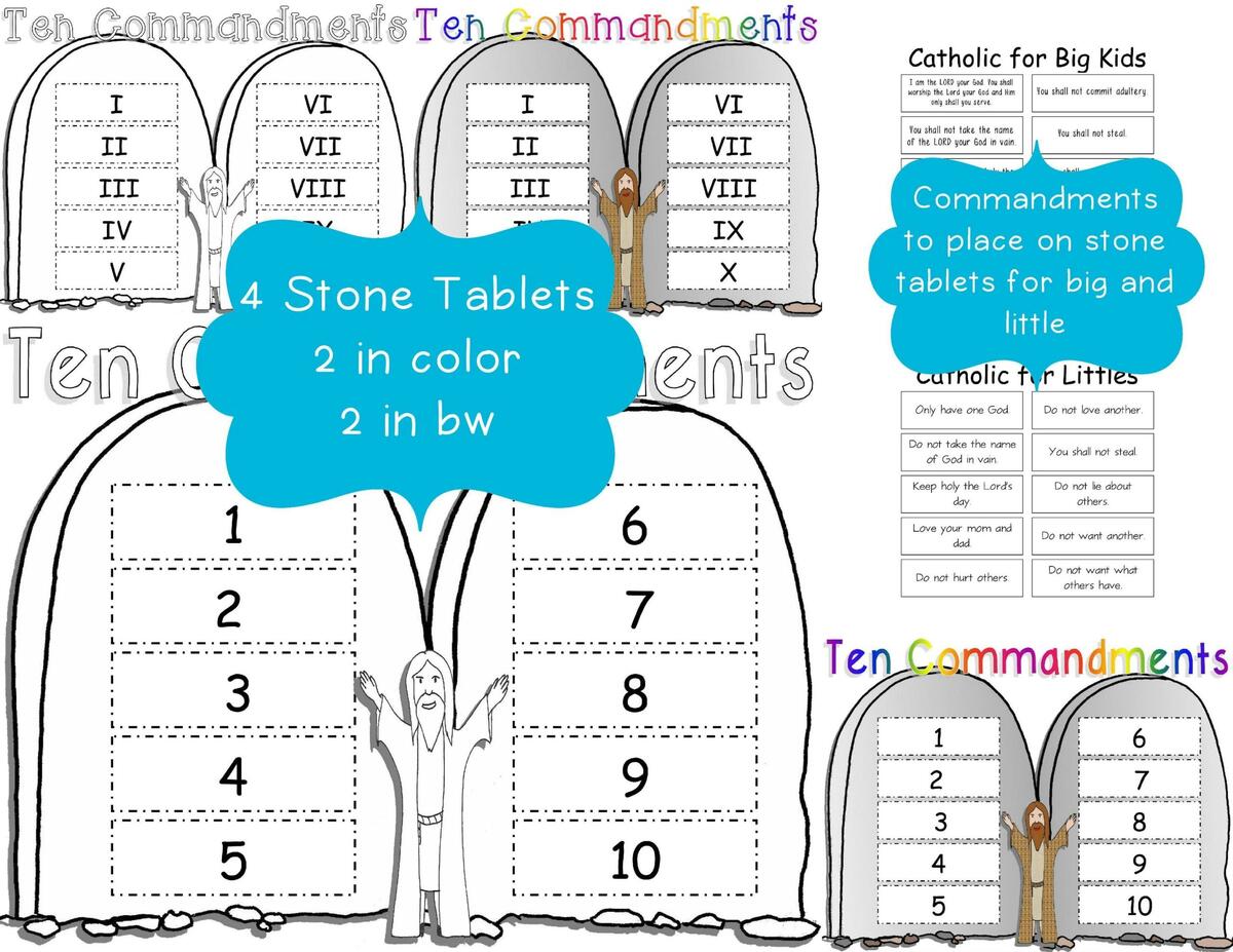 Ten Commandments Cut Paste Worksheets For Kids Catholic Made By Teachers