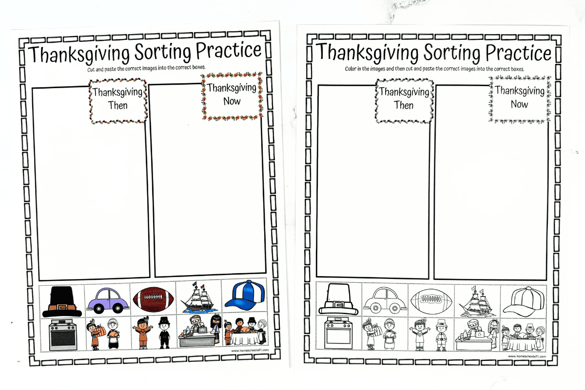 Thanksgiving Sorting Worksheet Then And Now Thanksgiving Sorting Worksheet Then And Now