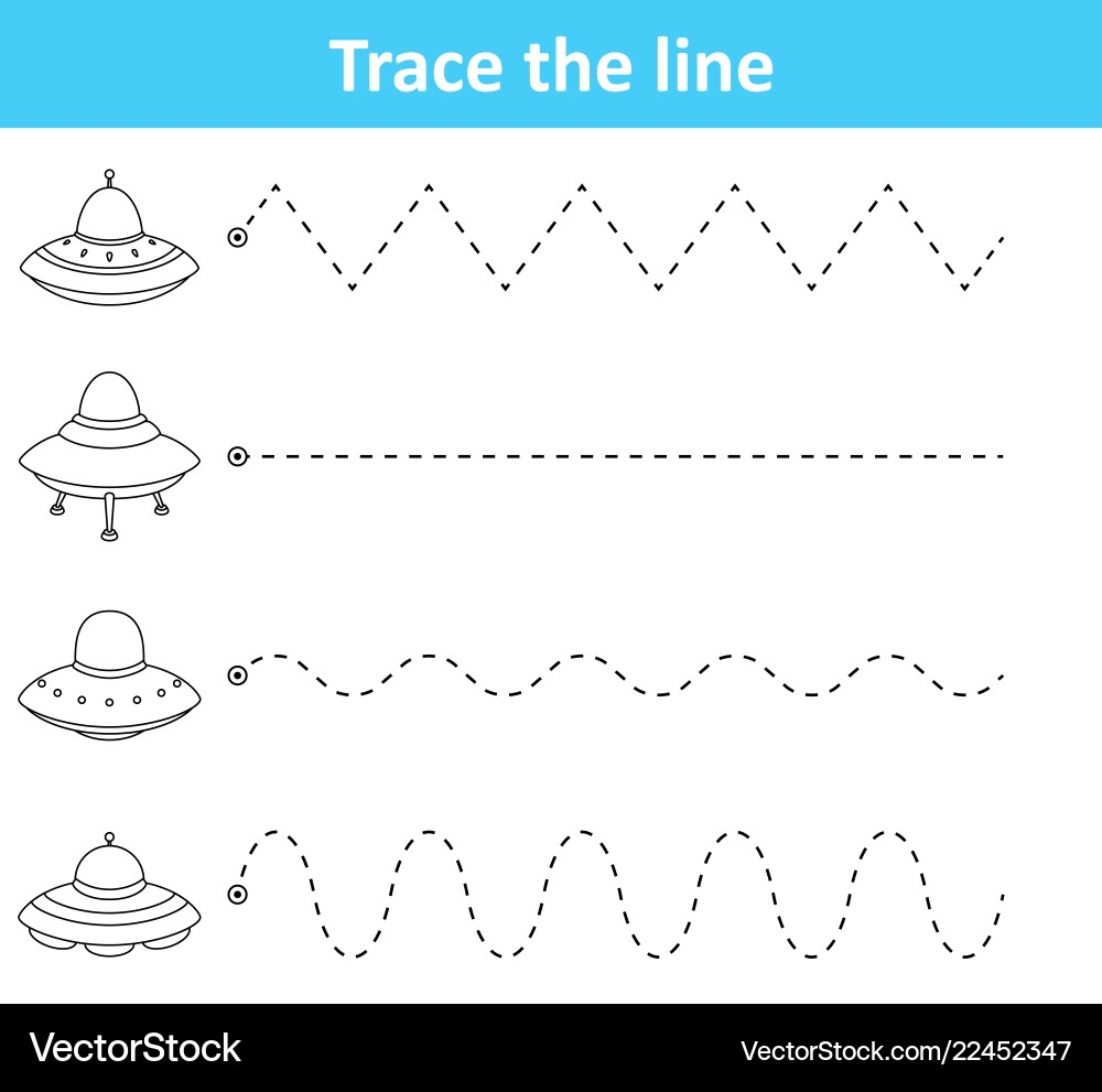 Trace Line Worksheet For Preschool Kids With Space Royalty Free Vector VectorStock Trace Line Worksheet For Preschool Kids With Space Royalty Free Vector VectorStock