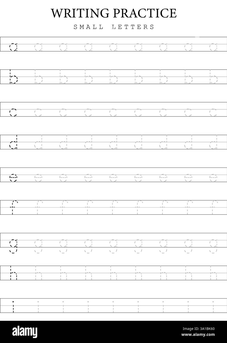 Tracing Alphabet Lowercase Small Letter A Prewriting Dotted Line Element For Kindergarten Preschool And Montessori School Kids Worksheet For Handwriting Practice Activity Stock Vector Image Art Alamy