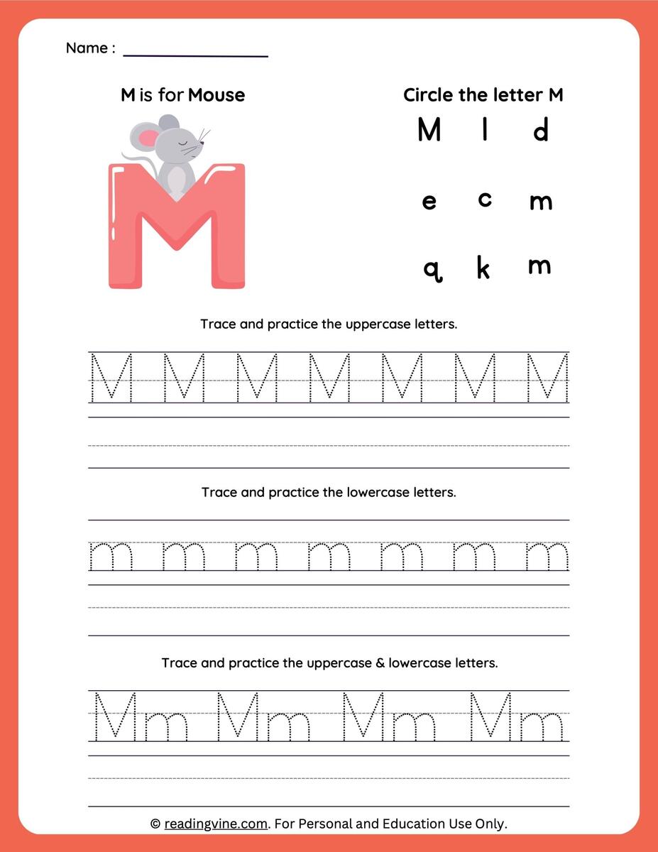 Letter M Worksheets For Preschool Free Printable