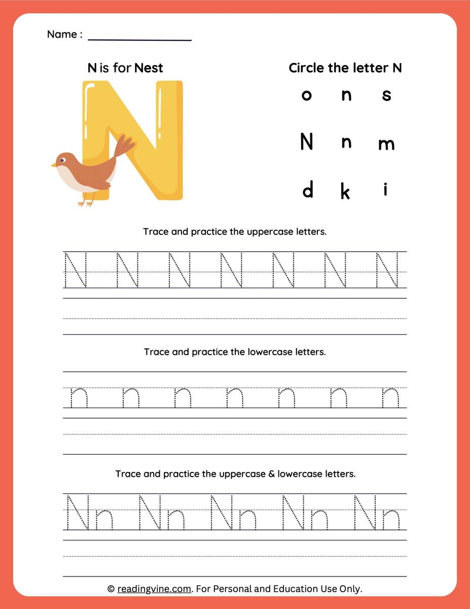 Tracing Letter N Worksheets For Preschool Tracing Letter N Worksheets For Preschool