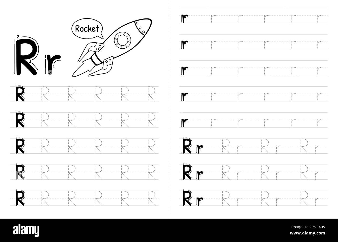 Tracing Letter R Black And White Stock Photos Images Alamy