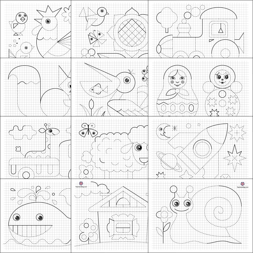 Tracing Pictures Worksheets For Preschoolers TeachersMag