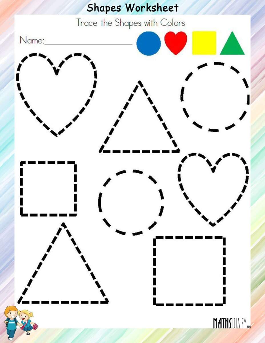 Tracing Shapes Math Worksheets MathsDiary Tracing Shapes Math Worksheets MathsDiary