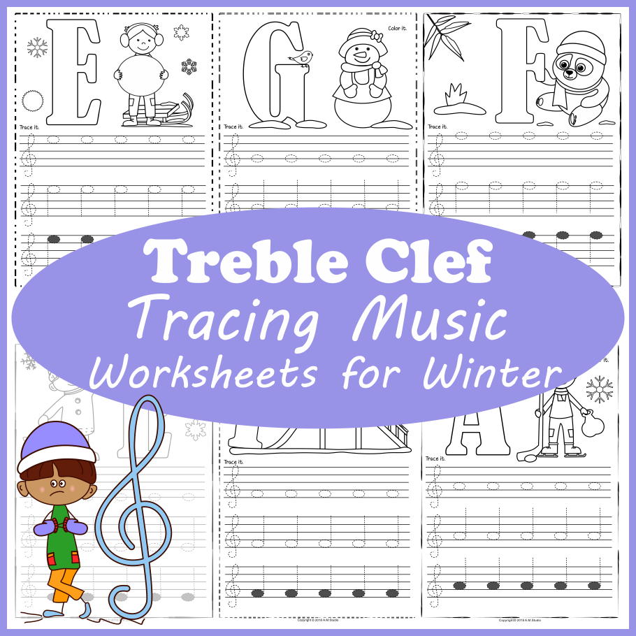 Treble Clef Tracing Music Notes Worksheets For Winter Back To School Treble Clef Note Naming Practice Worksheets