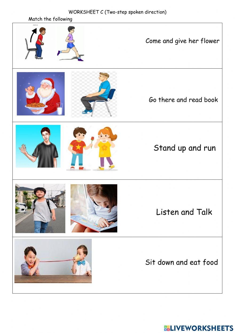 Two Step Direction Activity Worksheets Library