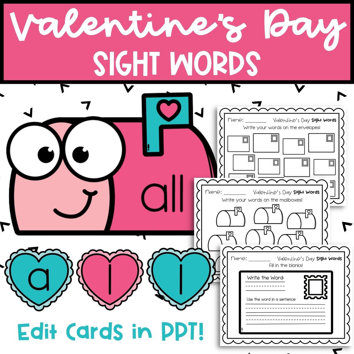 Valentine S Day Centers Sight Word Activity With EDITABLE Cards Made By Teachers Valentine S Day Centers Sight Word Activity With EDITABLE Cards Made By Teachers