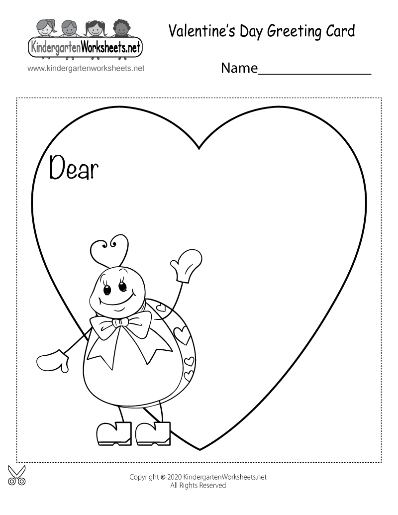 Valentine S Day Greeting Card Worksheet Free Printable Digital PDF