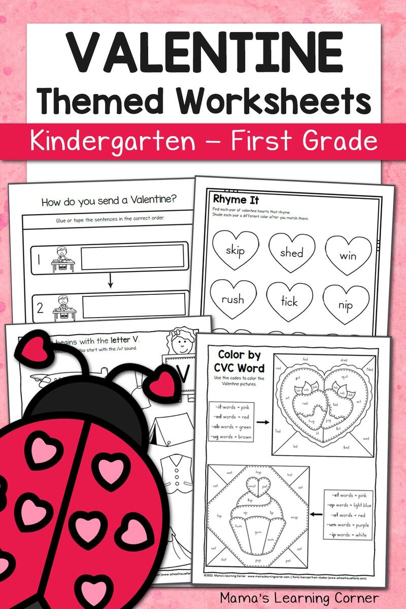 Valentine S Day Worksheets For Kindergarten And 1st Grade Mamas Learning Corner Free Printable Valentine S Day Color By Subtraction Worksheet