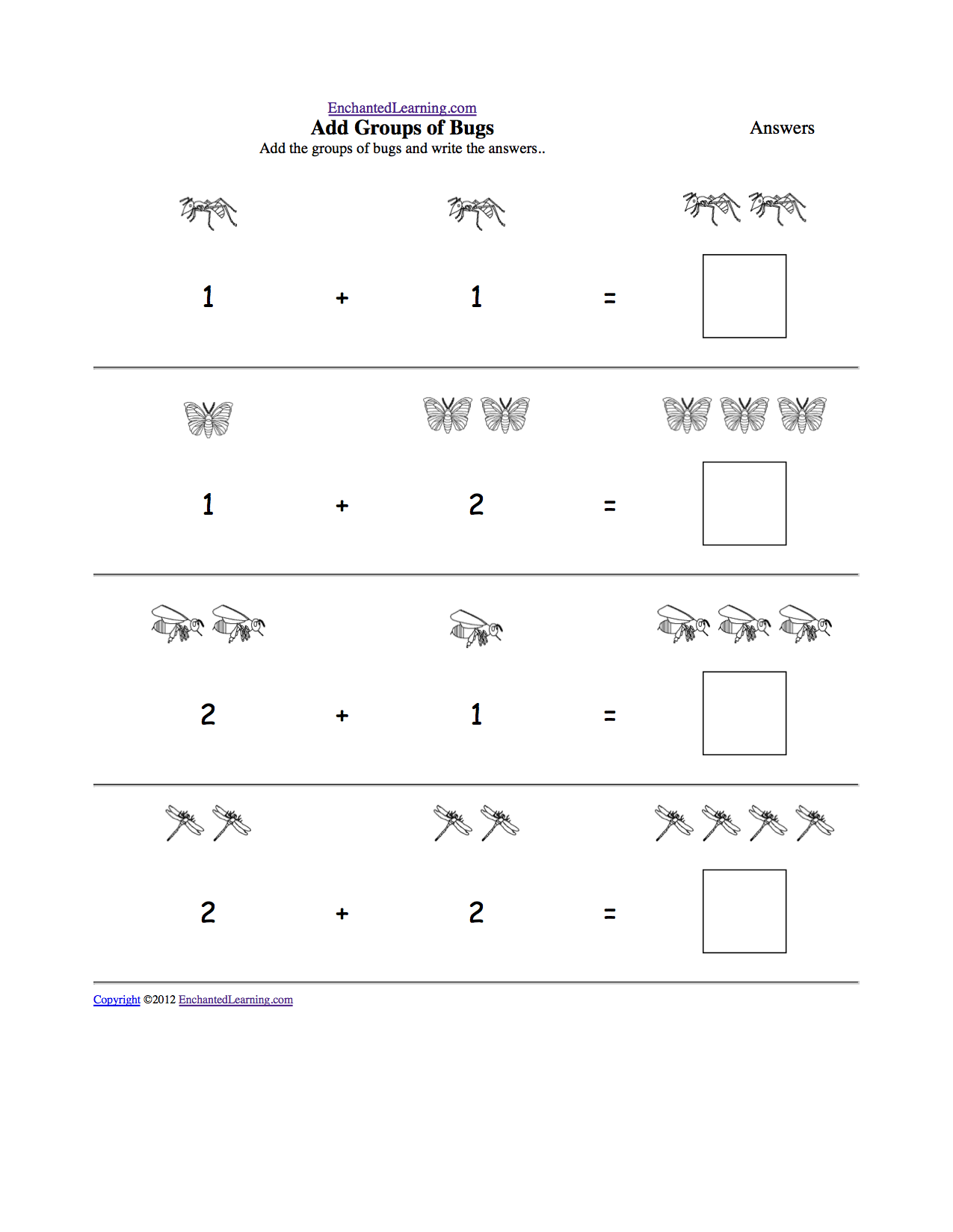 Visual Addition Adding Groups Of Items Math At EnchantedLearning