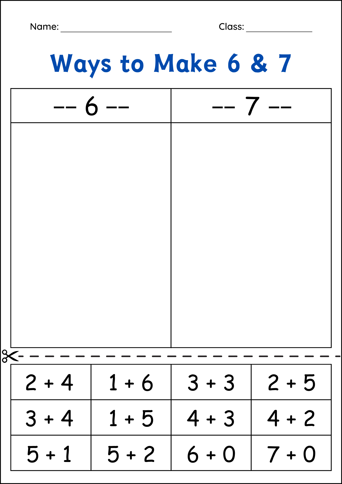 Back To School Cut Match Worksheets Numbers 6 10 By PreKautism