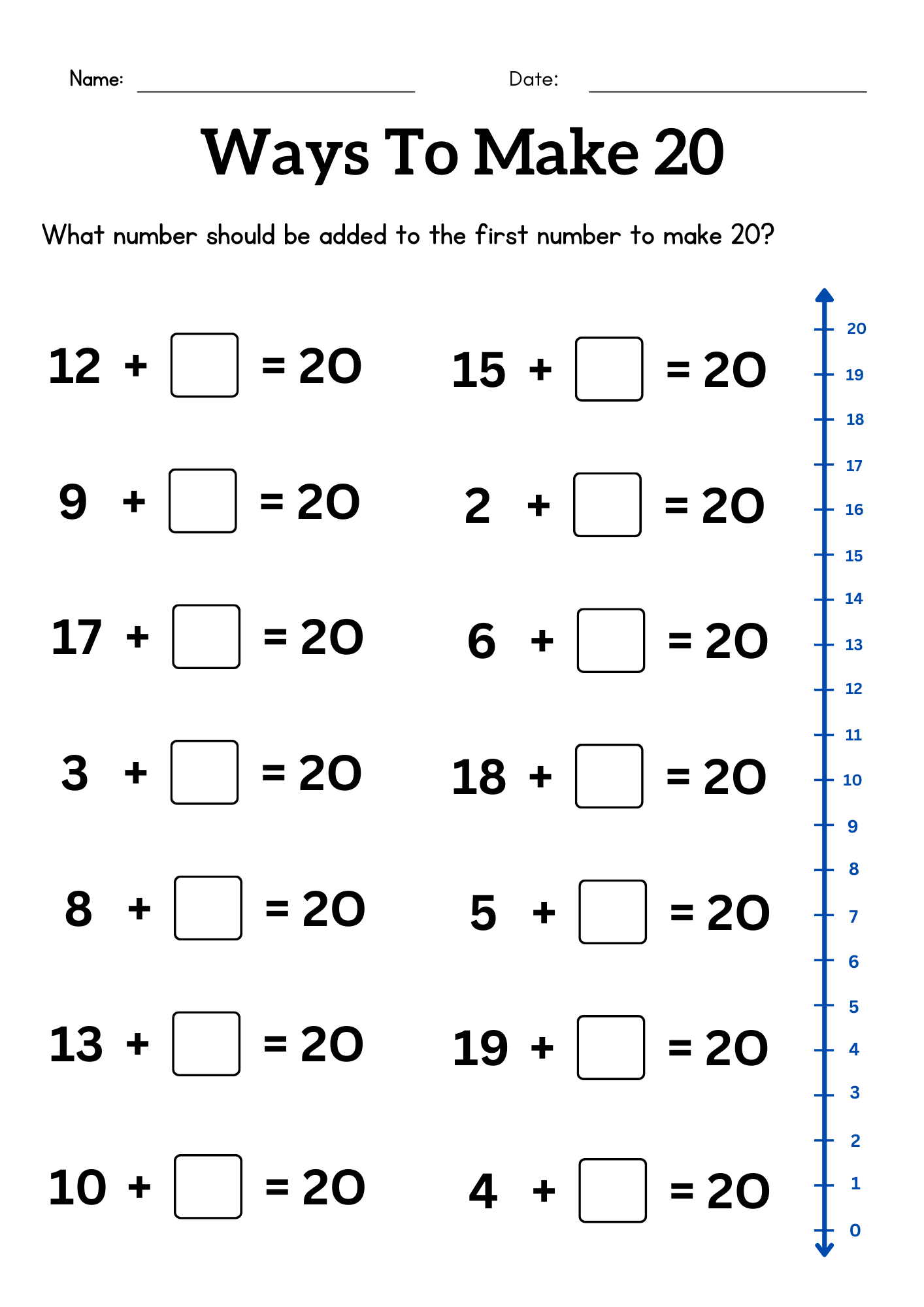 Ways To Make The Number 20 Ways To Make 20 Activity Worksheet Made By Teachers