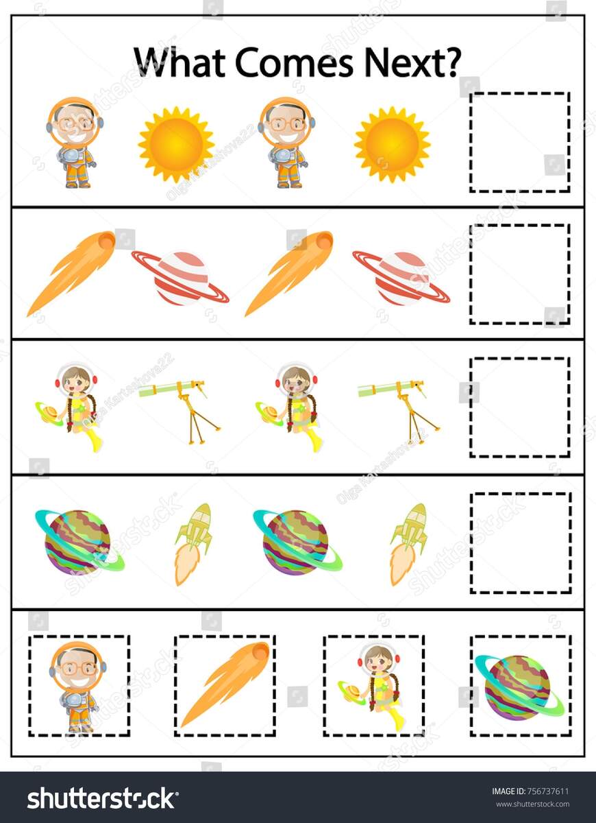 Pattern Identification What Comes Next Worksheets For Preschool Kindergarten MegaWorkbook