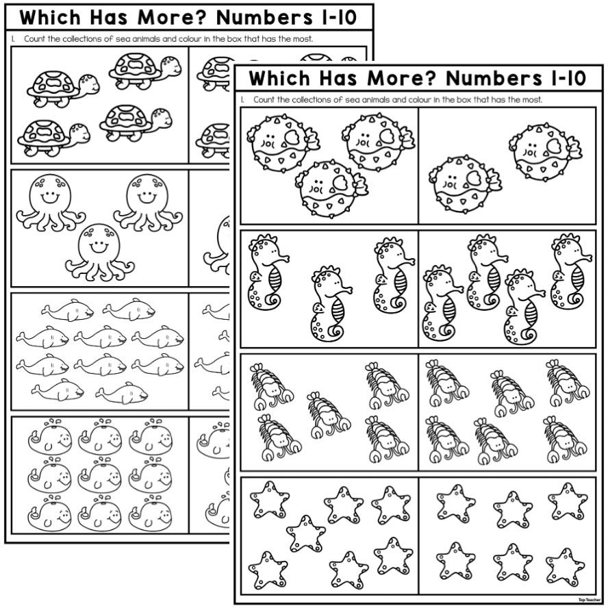 Which Has More Comparing Numbers 1 10 Worksheets Top Teacher